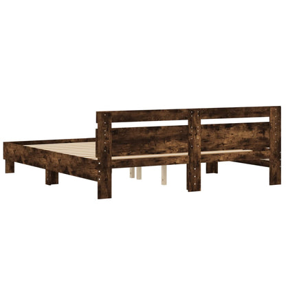 Bed Frame without Mattress Smoked Oak 200x200 cm