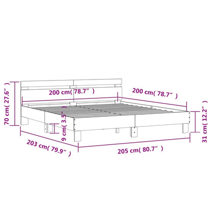 Bed Frame without Mattress Smoked Oak 200x200 cm