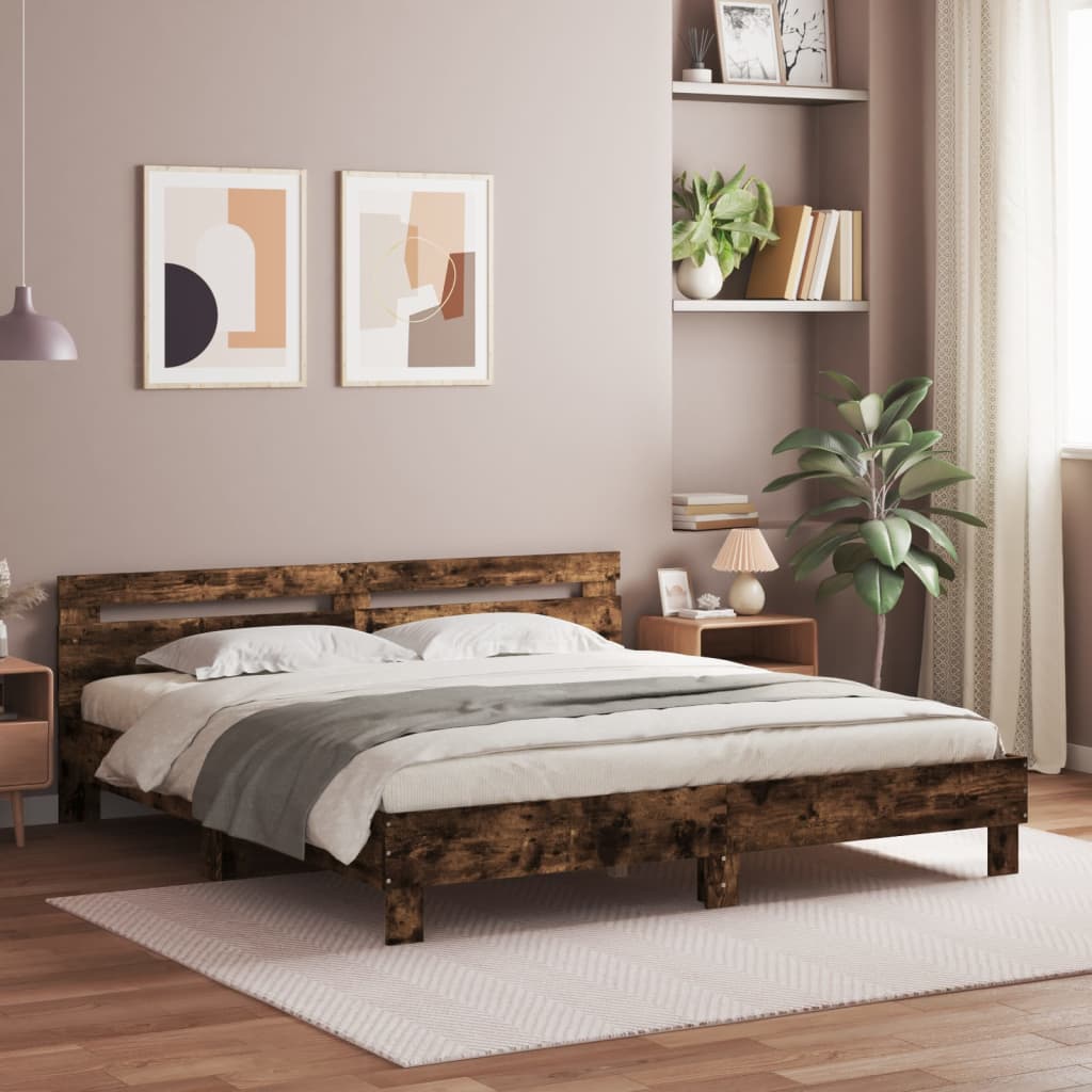 Bed Frame without Mattress Smoked Oak 200x200 cm