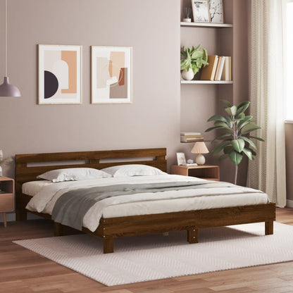 Bed Frame without Mattress Brown Oak 200x200 cm