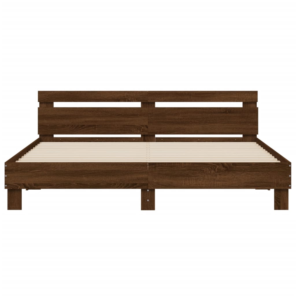 Bed Frame without Mattress Brown Oak 200x200 cm