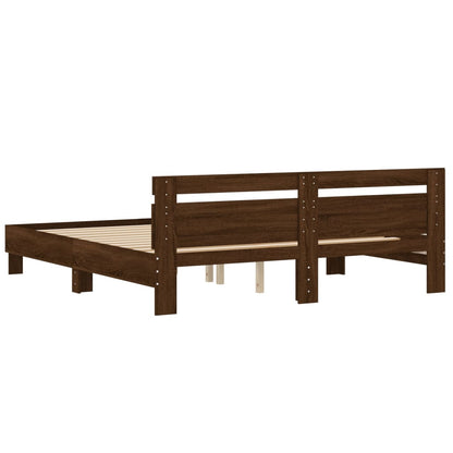 Bed Frame without Mattress Brown Oak 200x200 cm