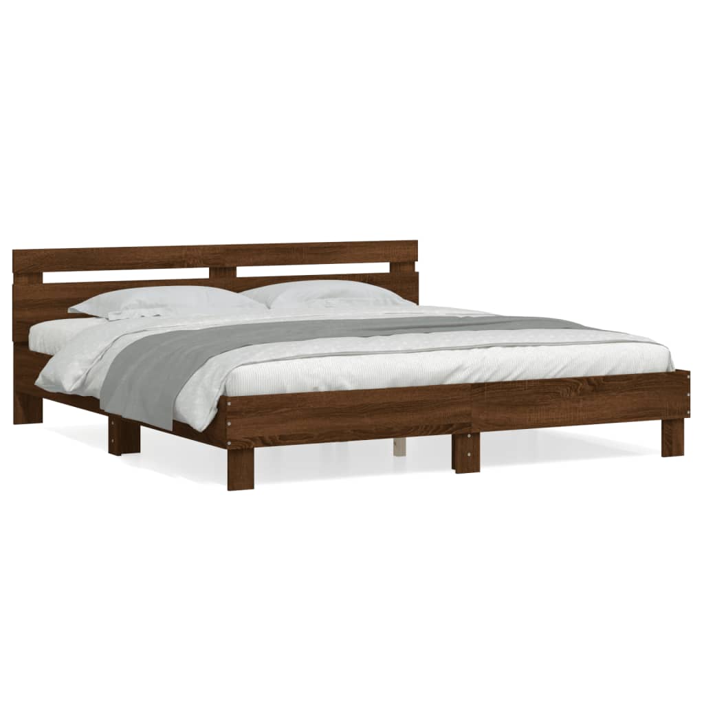 Bed Frame without Mattress Brown Oak 180x200 cm Super King