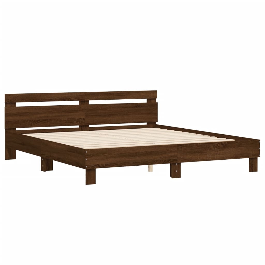 Bed Frame without Mattress Brown Oak 180x200 cm Super King