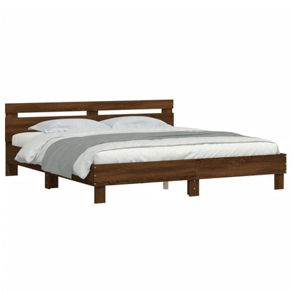 Bed Frame without Mattress Brown Oak 180x200 cm Super King