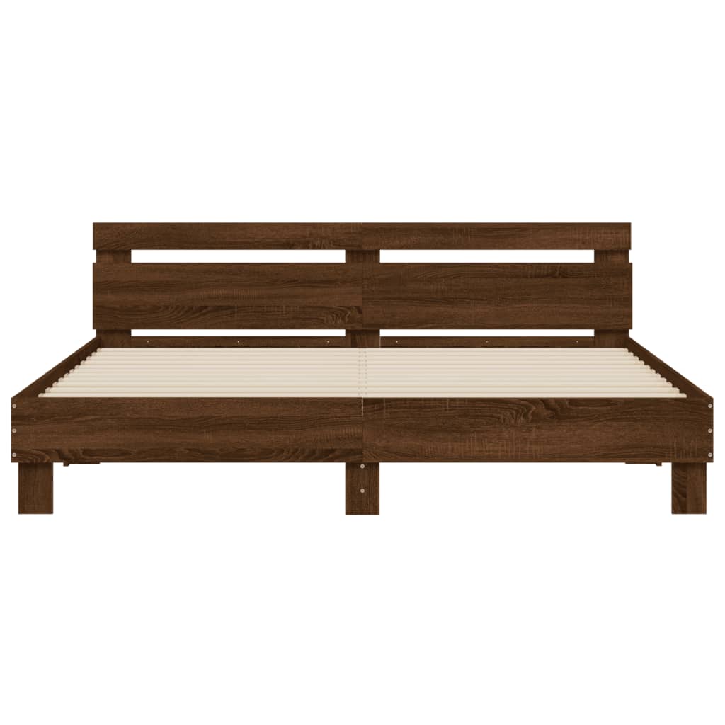 Bed Frame without Mattress Brown Oak 180x200 cm Super King