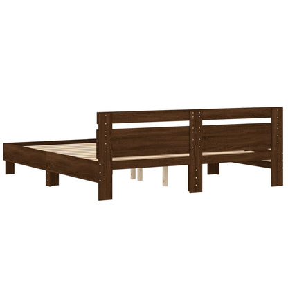 Bed Frame without Mattress Brown Oak 180x200 cm Super King