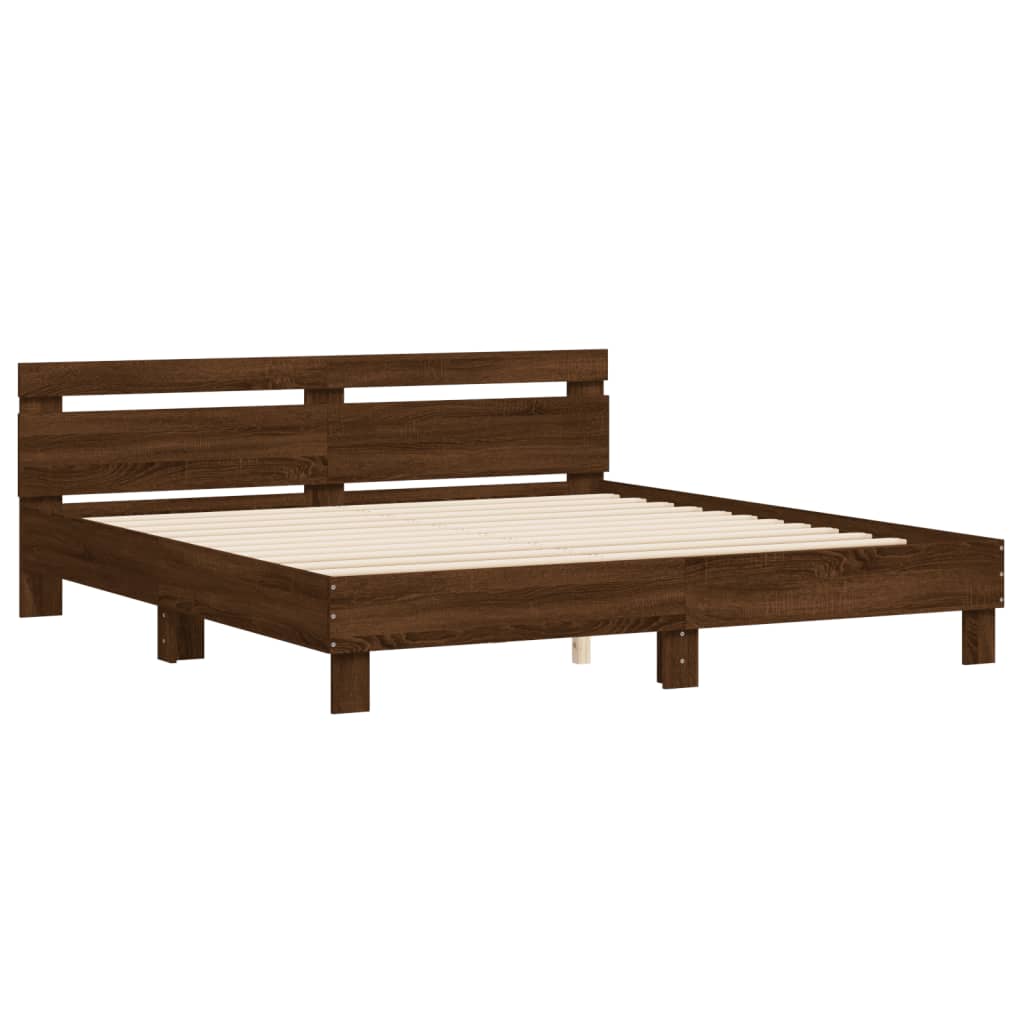 Bed Frame without Mattress Brown Oak 160x200 cm