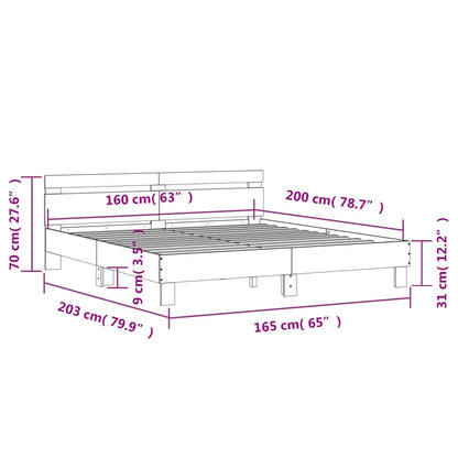 Bed Frame without Mattress Brown Oak 160x200 cm