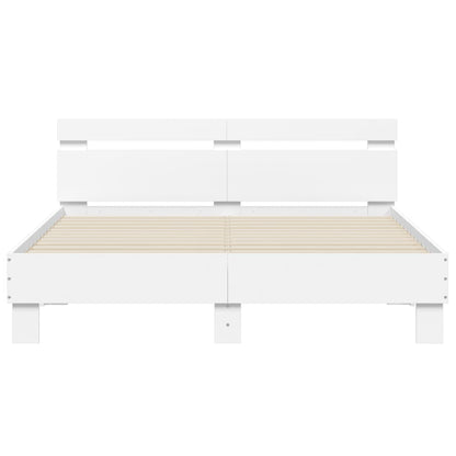 Bed Frame with Headboard White 150x200 cm King Size Engineered Wood