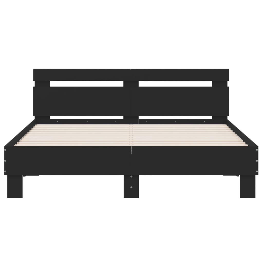 Bed Frame with Headboard Black 150x200 cm King Size Engineered Wood