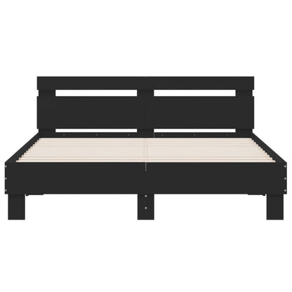 Bed Frame with Headboard Black 150x200 cm King Size Engineered Wood