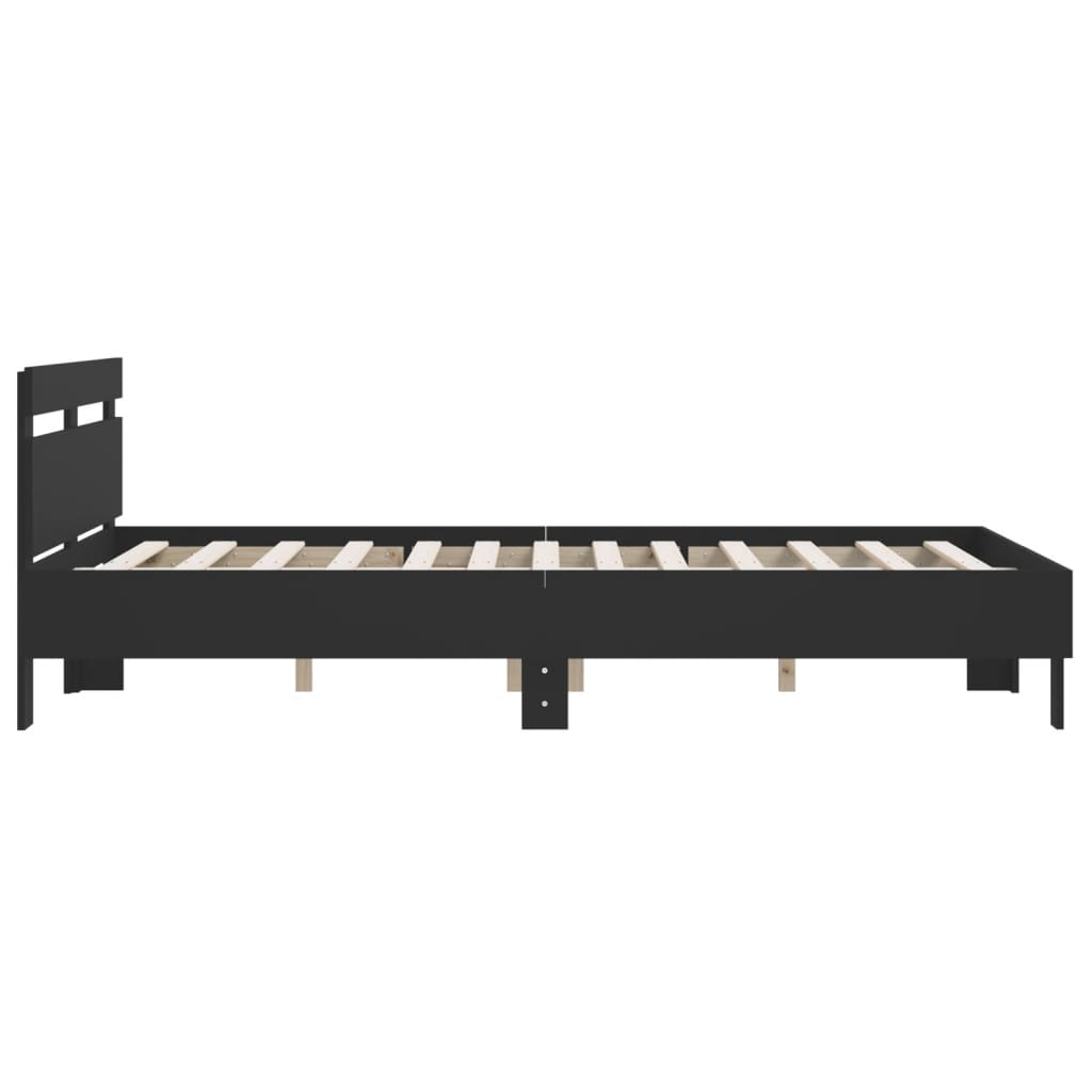 Bed Frame with Headboard Black 150x200 cm King Size Engineered Wood