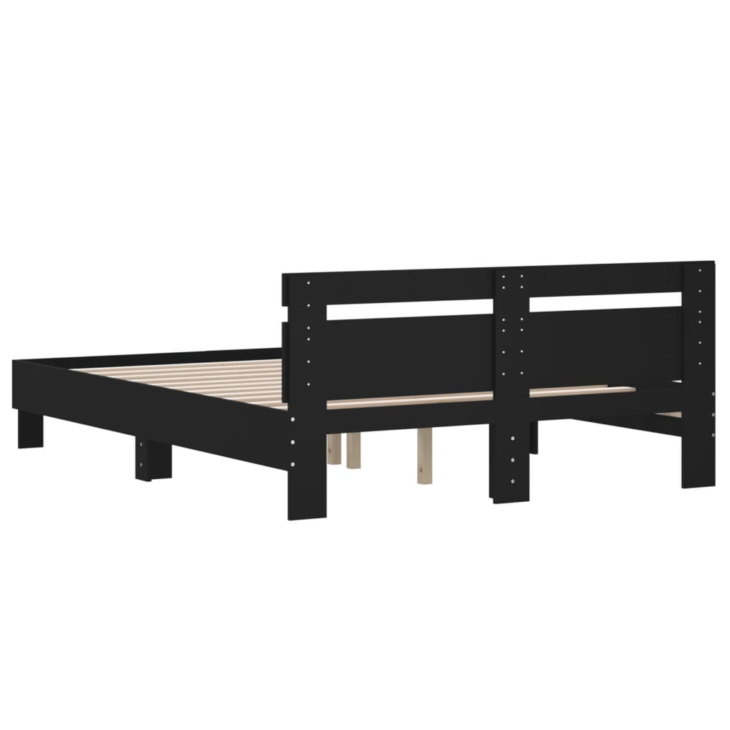 Bed Frame with Headboard Black 150x200 cm King Size Engineered Wood