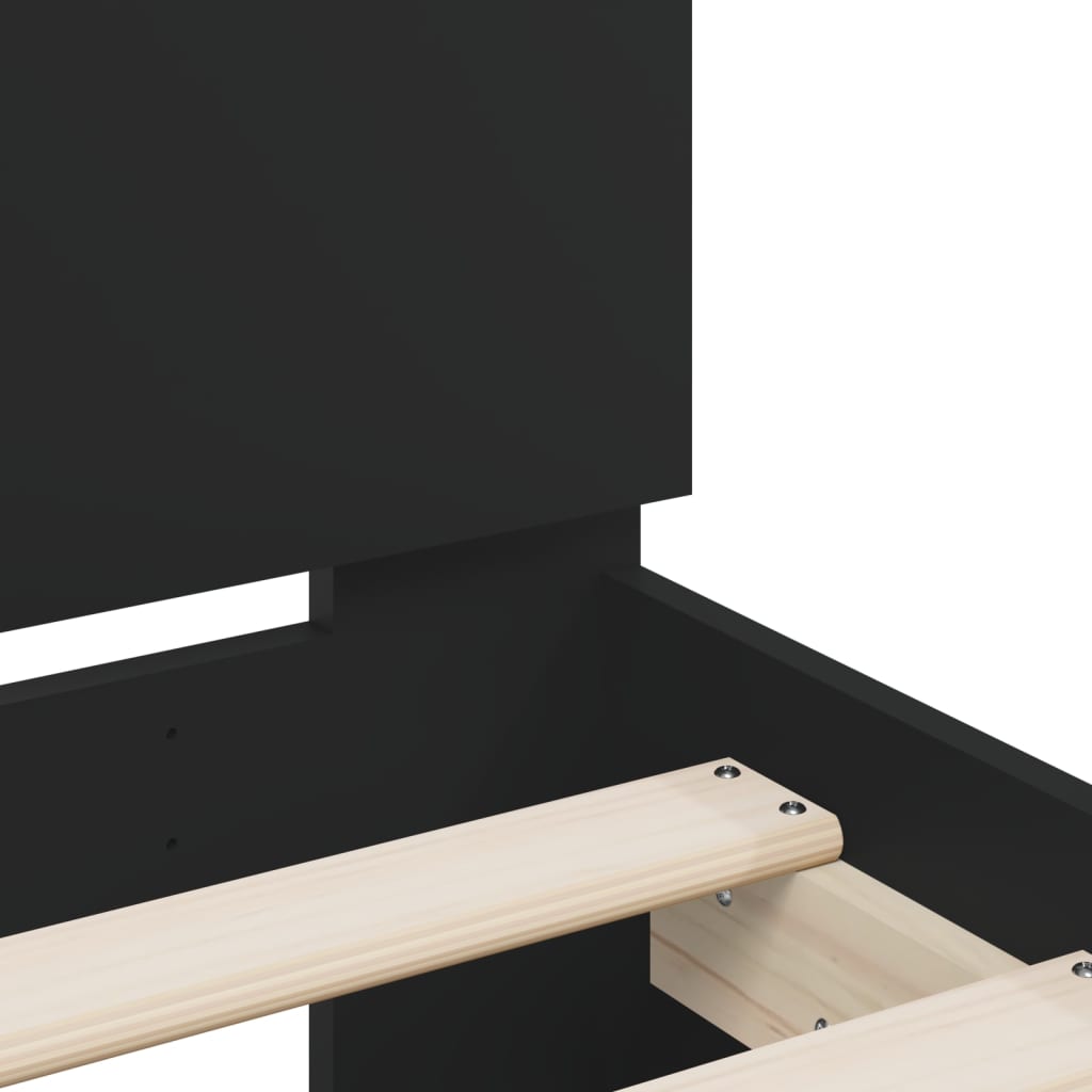 Bed Frame with Headboard Black 150x200 cm King Size Engineered Wood