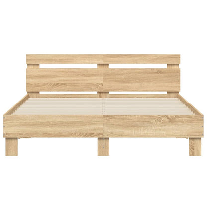 Bed Frame with Headboard Sonoma Oak 150x200 cm King Size Engineered Wood