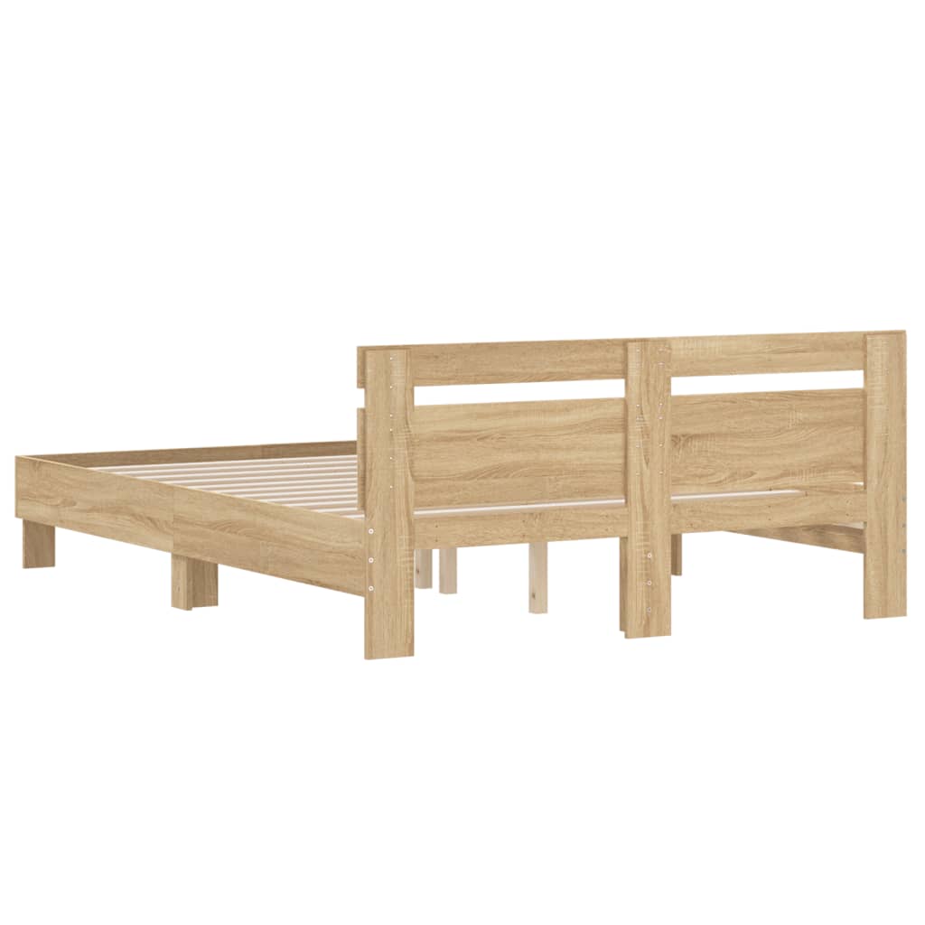 Bed Frame with Headboard Sonoma Oak 150x200 cm King Size Engineered Wood