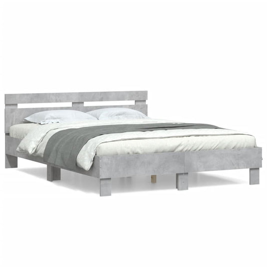 Bed Frame without Mattress Concrete Grey 150x200 cm King Size