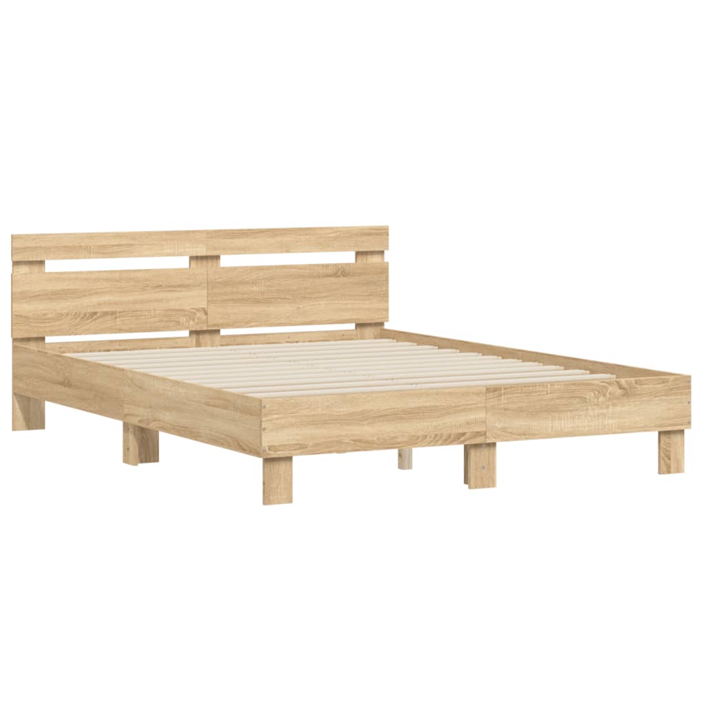 Bed Frame with Headboard Sonoma Oak 140x200 cm Engineered Wood