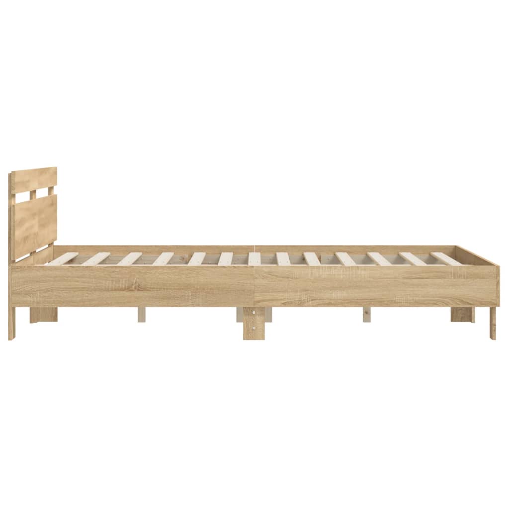 Bed Frame with Headboard Sonoma Oak 140x200 cm Engineered Wood