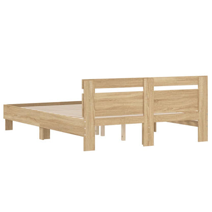 Bed Frame with Headboard Sonoma Oak 140x200 cm Engineered Wood