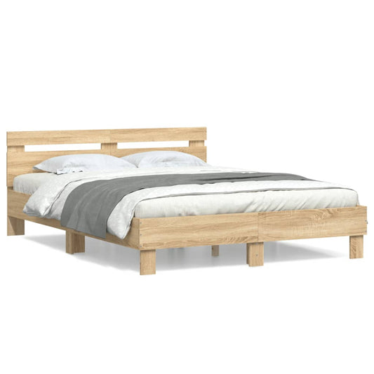 Bed Frame with Headboard Sonoma Oak 140x200 cm Engineered Wood