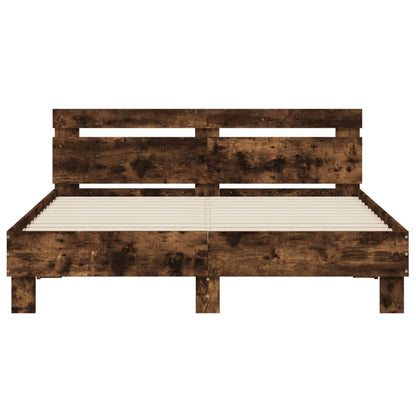 Bed Frame with Headboard Smoked Oak 140x200 cm Engineered Wood