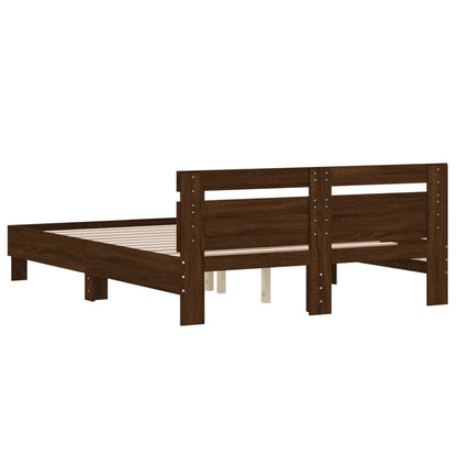 Bed Frame with Headboard Brown Oak 140x200 cm Engineered Wood