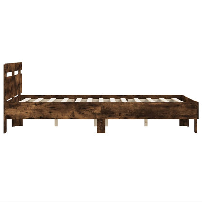 Bed Frame with Headboard Smoked Oak 120x200 cm Engineered Wood