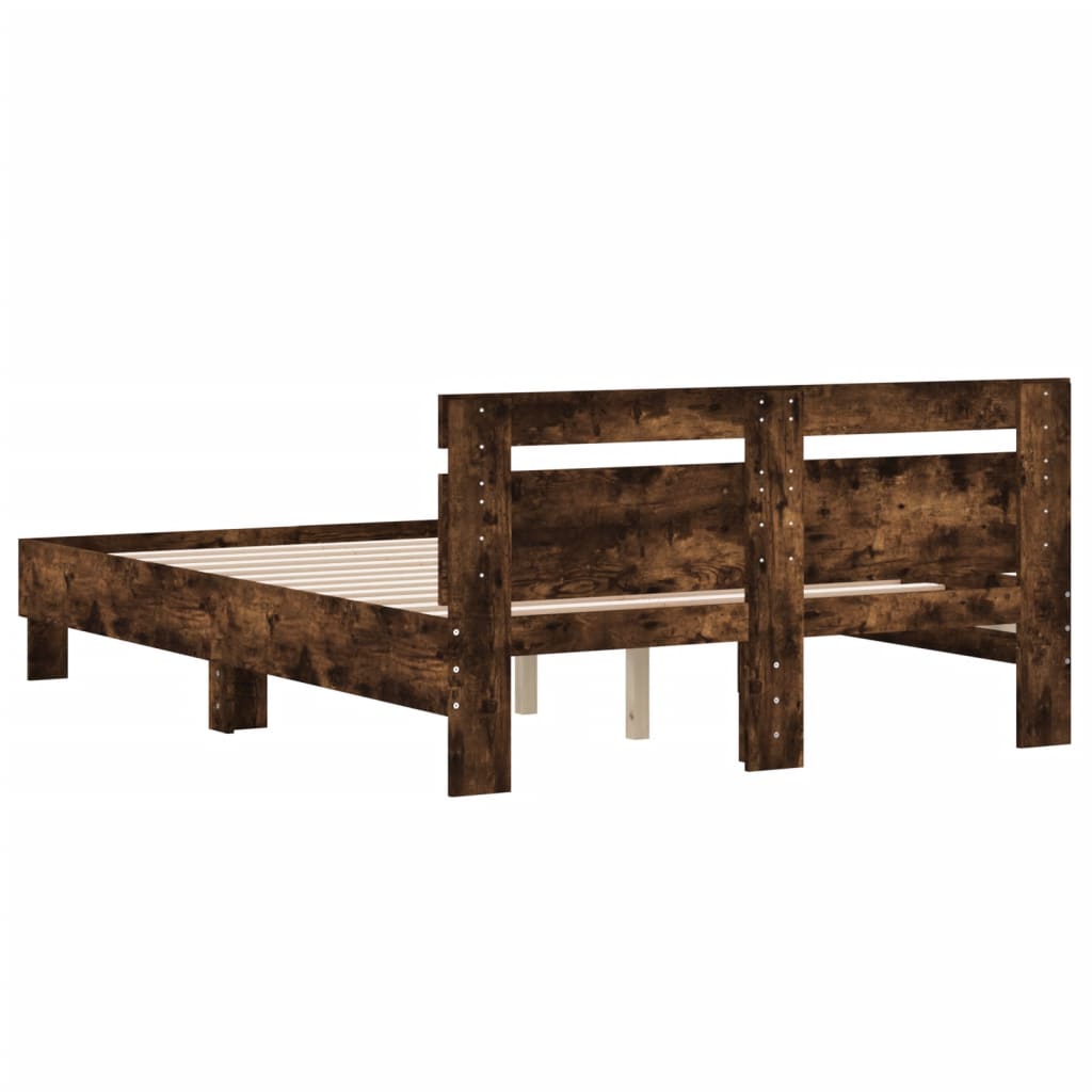 Bed Frame with Headboard Smoked Oak 120x200 cm Engineered Wood