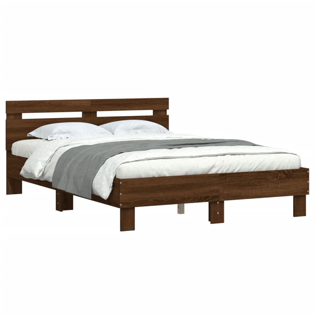 Bed Frame with Headboard Brown Oak 120x200 cm Engineered Wood