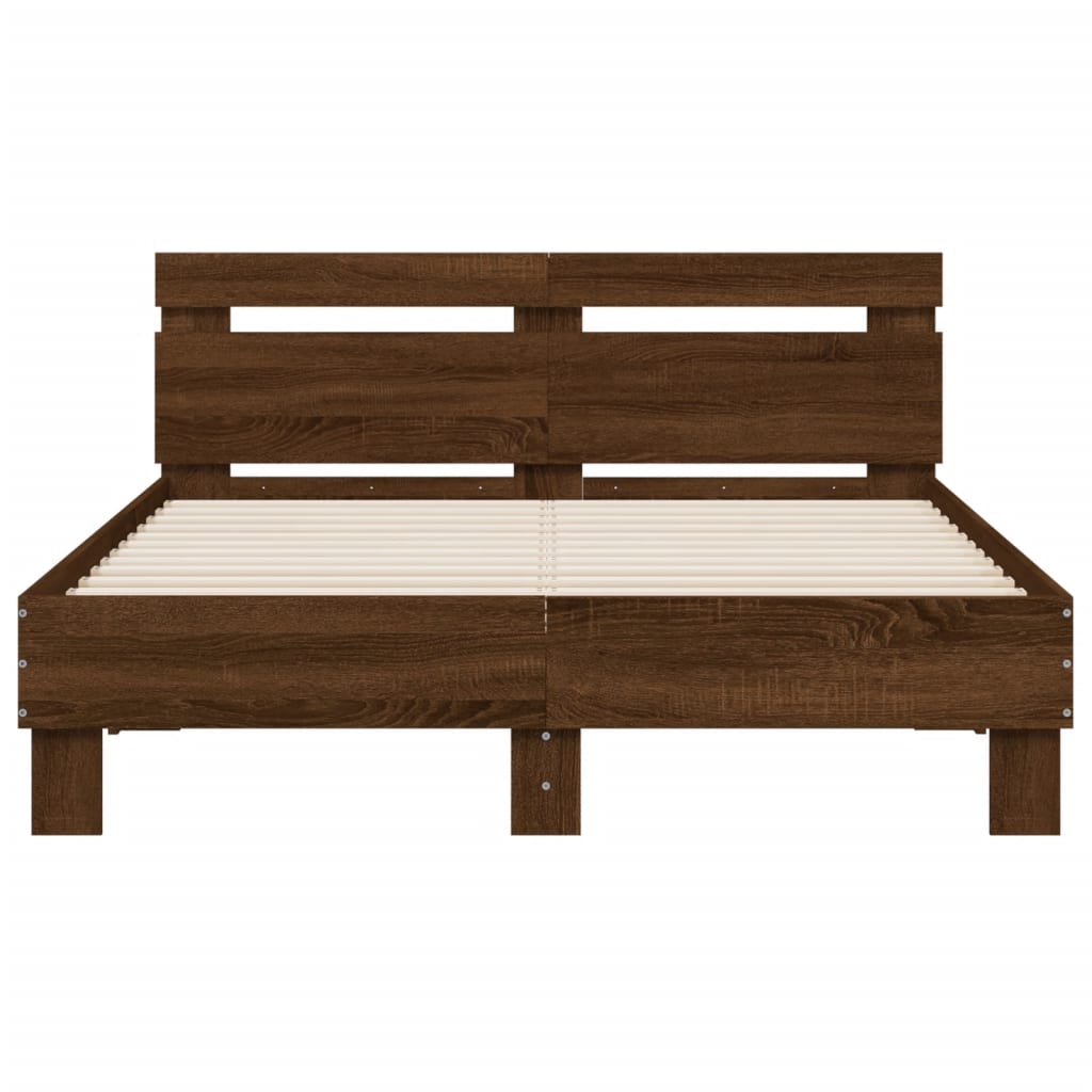 Bed Frame with Headboard Brown Oak 120x200 cm Engineered Wood