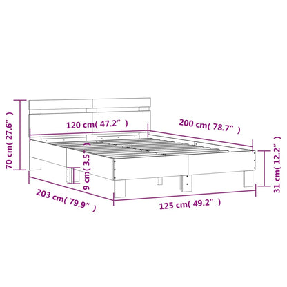 Bed Frame with Headboard Brown Oak 120x200 cm Engineered Wood