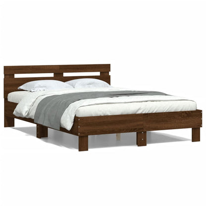 Bed Frame with Headboard Brown Oak 120x200 cm Engineered Wood