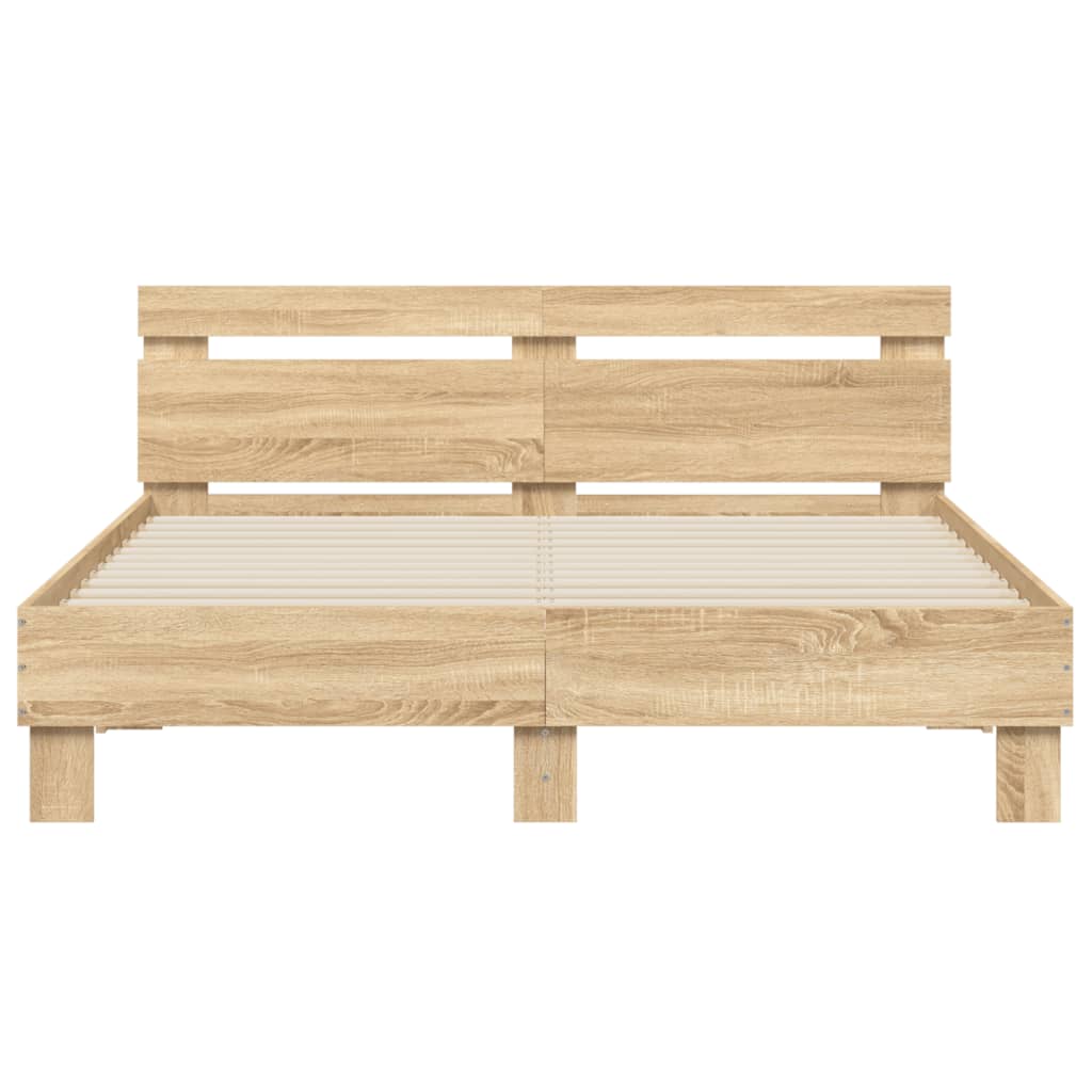 Bed Frame without Mattress Sonoma Oak 140x190 cm