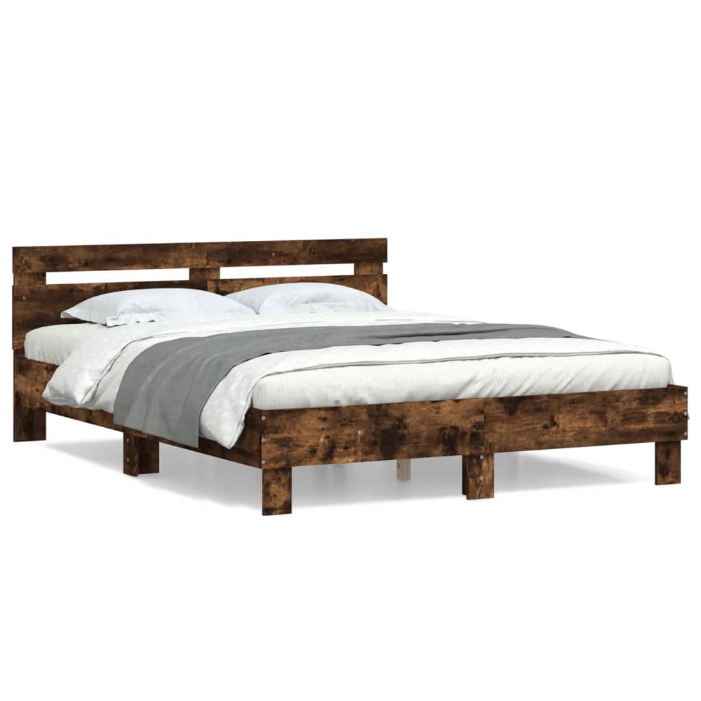 Bed Frame without Mattress Smoked Oak 140x190 cm