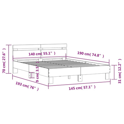 Bed Frame without Mattress Smoked Oak 140x190 cm