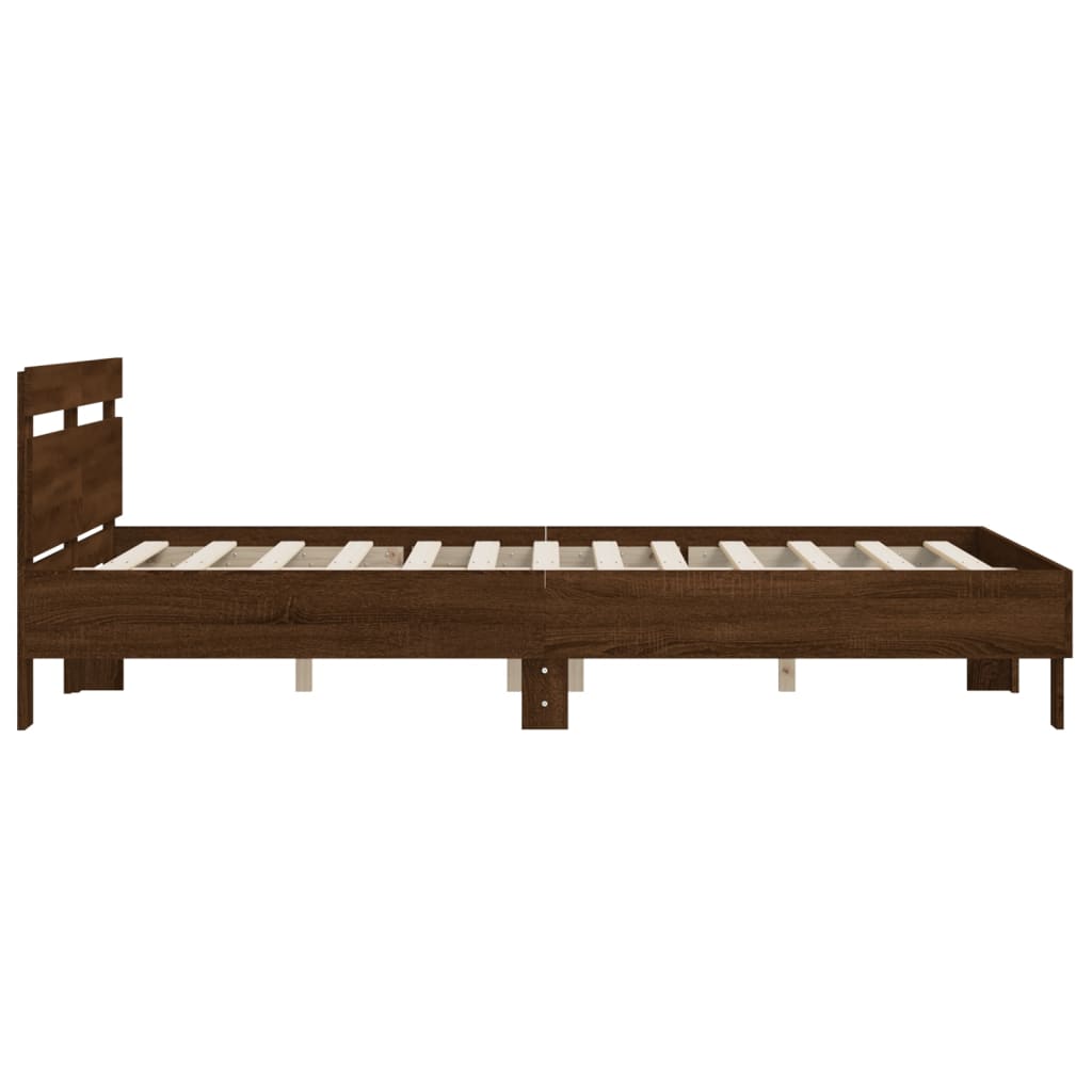 Bed Frame without Mattress Brown Oak 140x190 cm