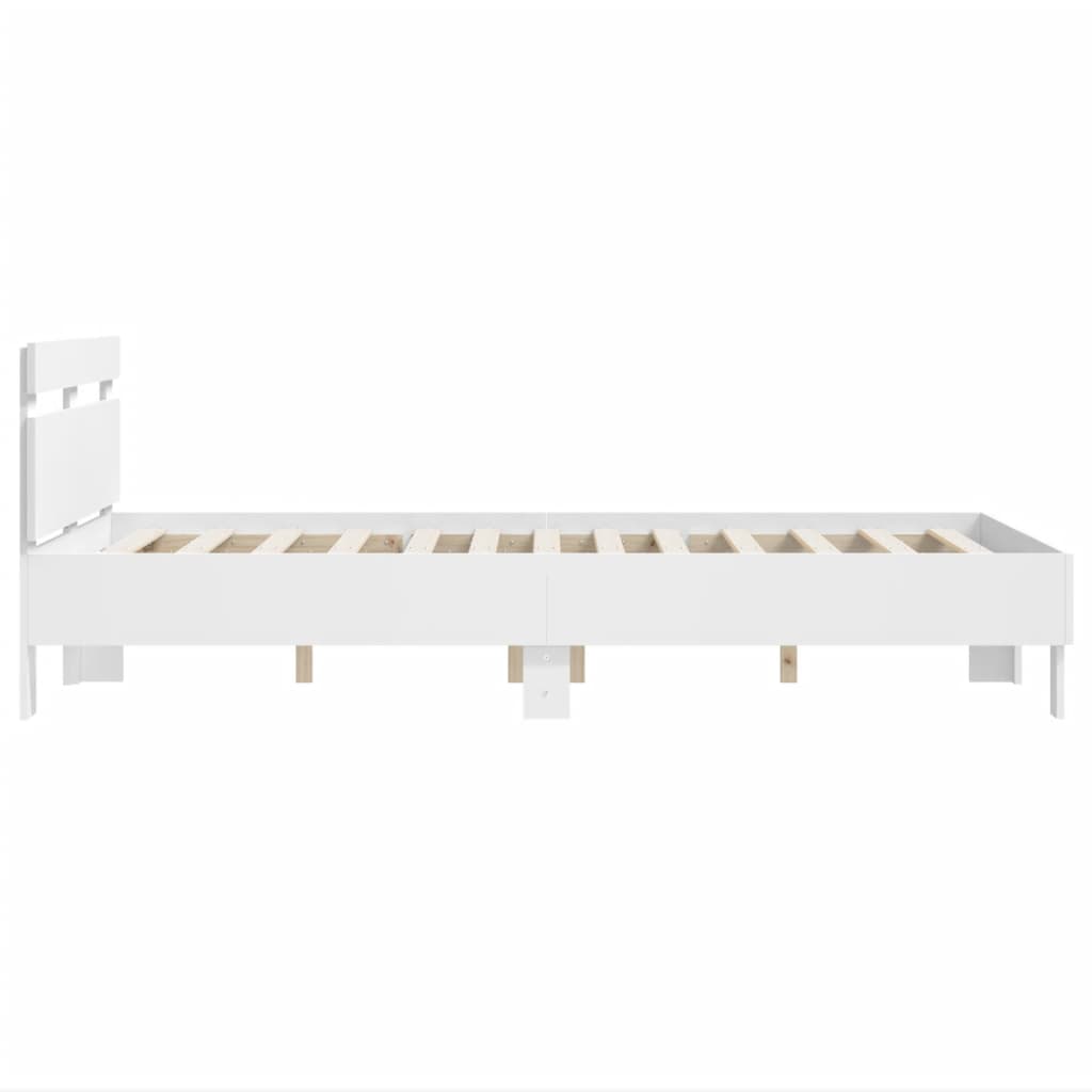 Bed Frame with Headboard White 135x190 cm Double Engineered Wood