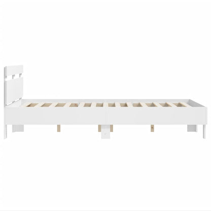 Bed Frame with Headboard White 135x190 cm Double Engineered Wood