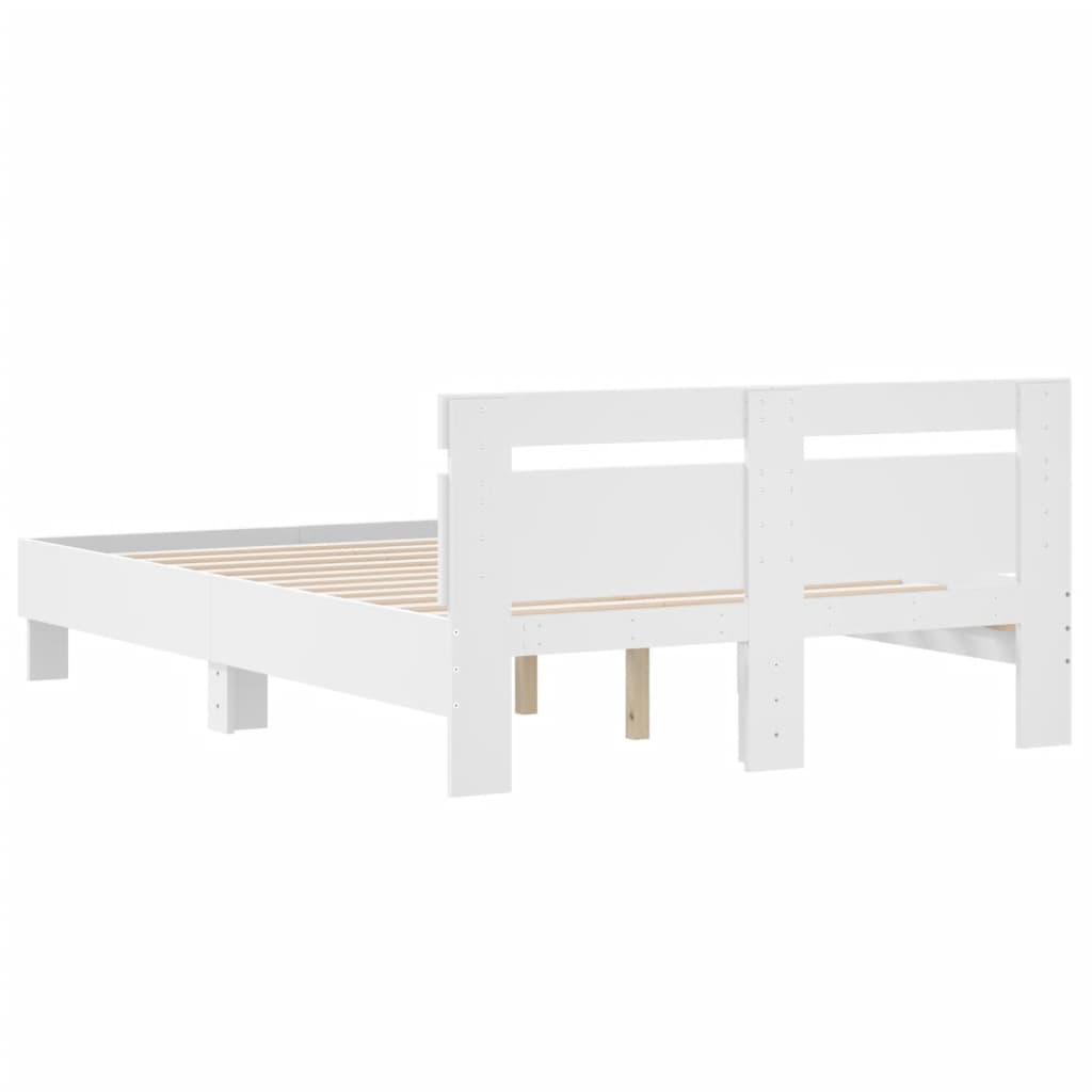 Bed Frame with Headboard White 135x190 cm Double Engineered Wood