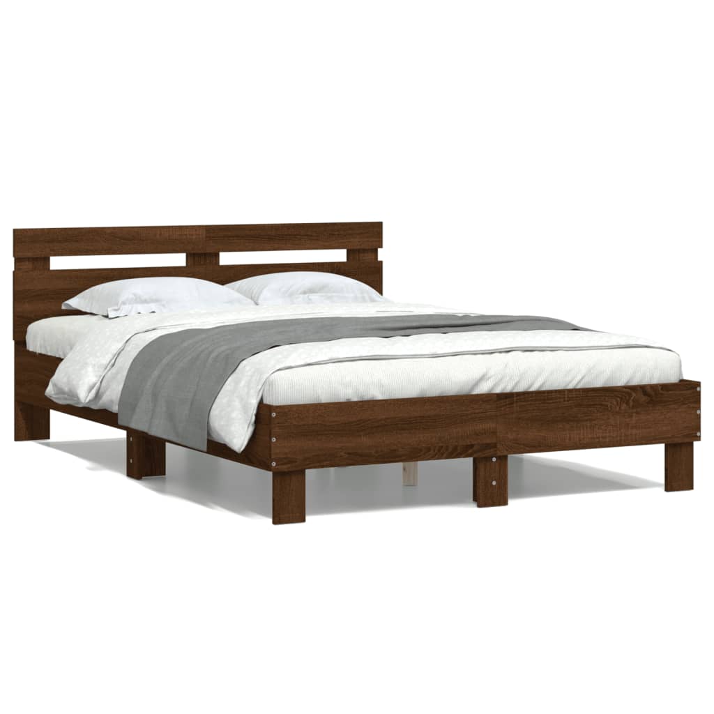 Bed Frame without Mattress Brown Oak 135x190 cm Double