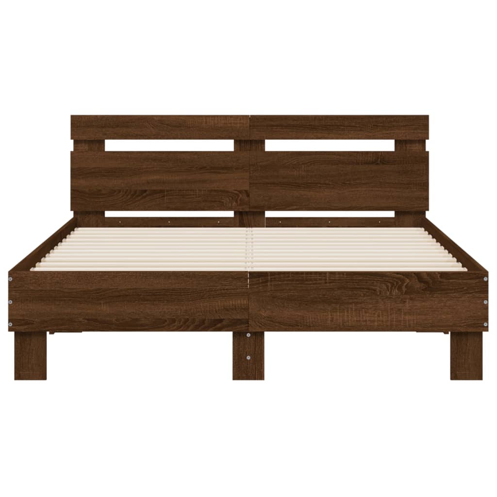 Bed Frame without Mattress Brown Oak 135x190 cm Double