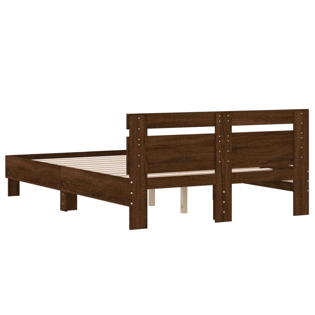 Bed Frame without Mattress Brown Oak 135x190 cm Double