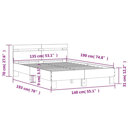 Bed Frame without Mattress Brown Oak 135x190 cm Double