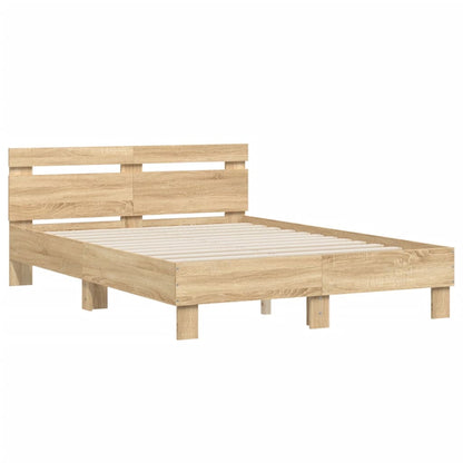 Bed Frame with Headboard Sonoma Oak 120x190 cm Small Double Engineered Wood