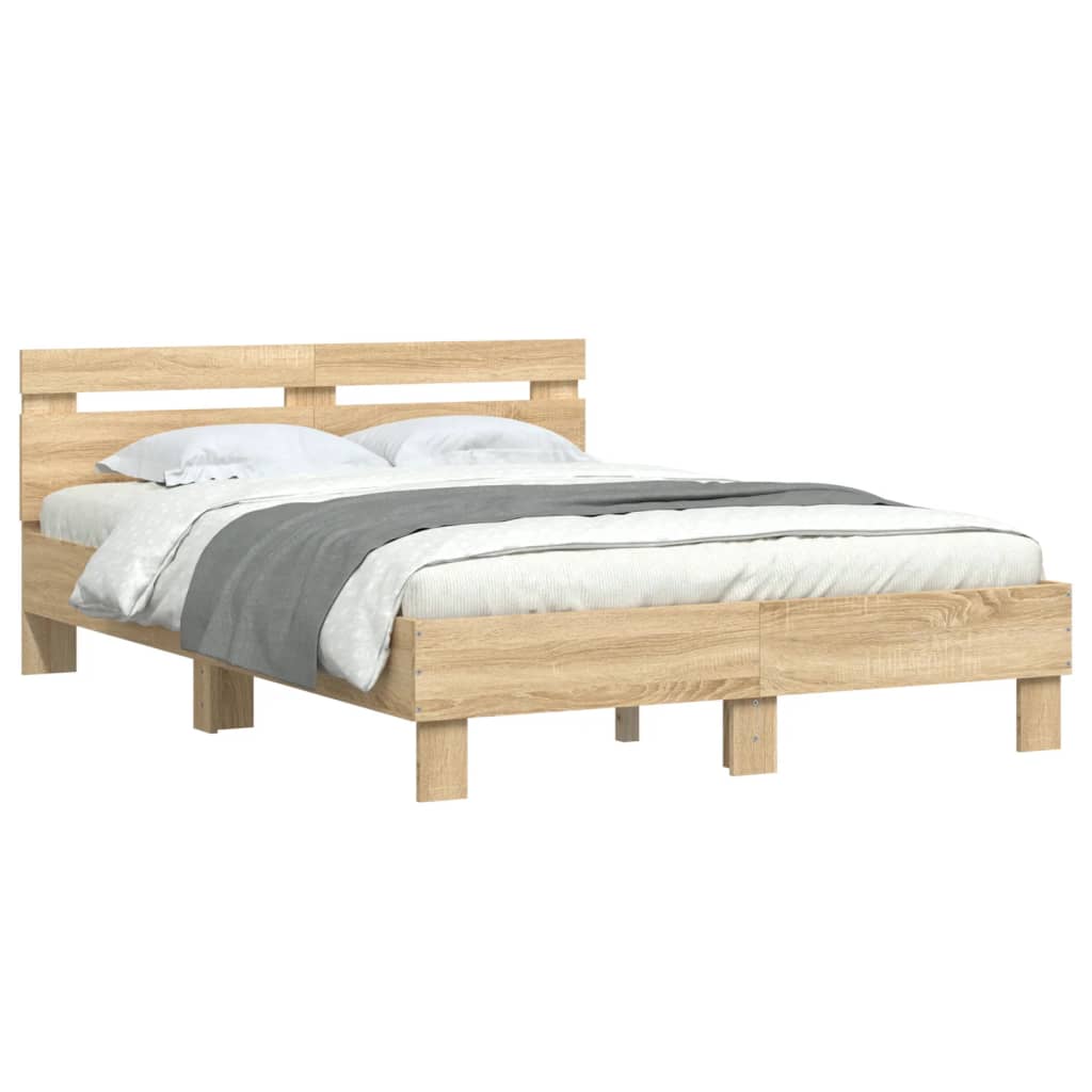 Bed Frame with Headboard Sonoma Oak 120x190 cm Small Double Engineered Wood