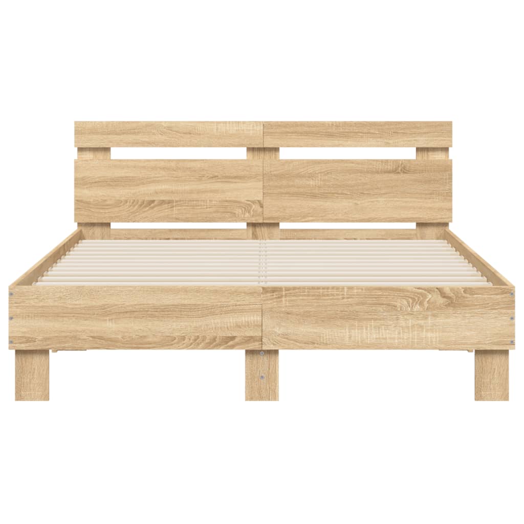 Bed Frame with Headboard Sonoma Oak 120x190 cm Small Double Engineered Wood