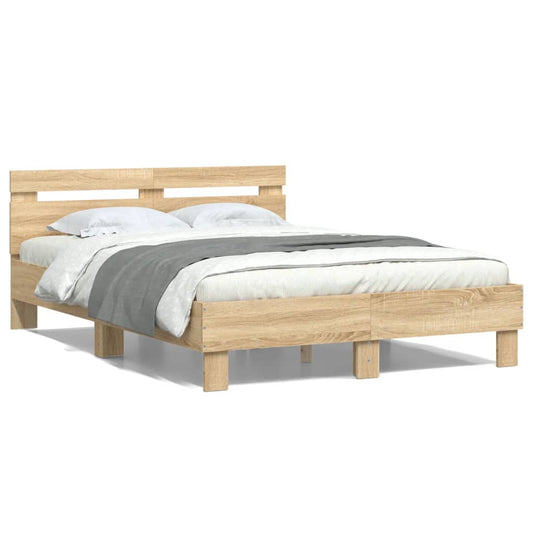 Bed Frame with Headboard Sonoma Oak 120x190 cm Small Double Engineered Wood