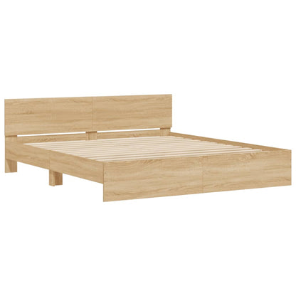 Bed Frame with Headboard Sonoma Oak 200x200 cm